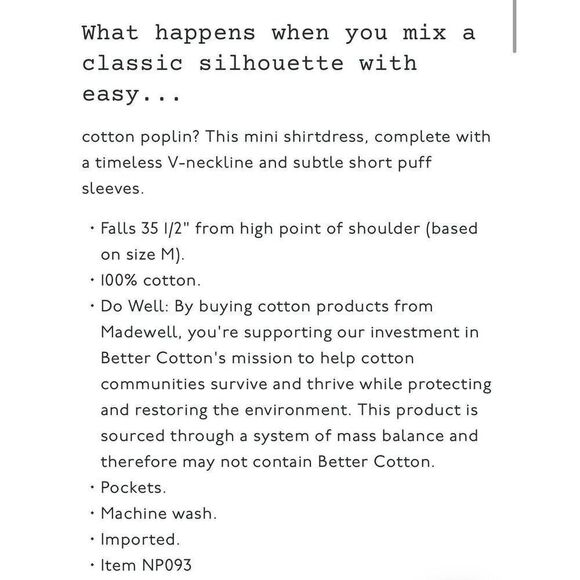 MADEWELL Mini Shift Dress Women Medium White V-Neck Lined Pockets NP093 - Picture 2 of 11